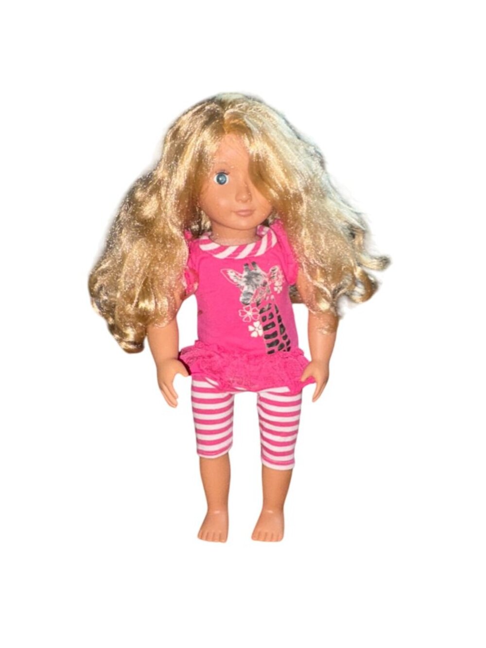 Our Generation 18 In Doll W/ Blond Curly Hair & Blue Eyes-2 Outfits-Used